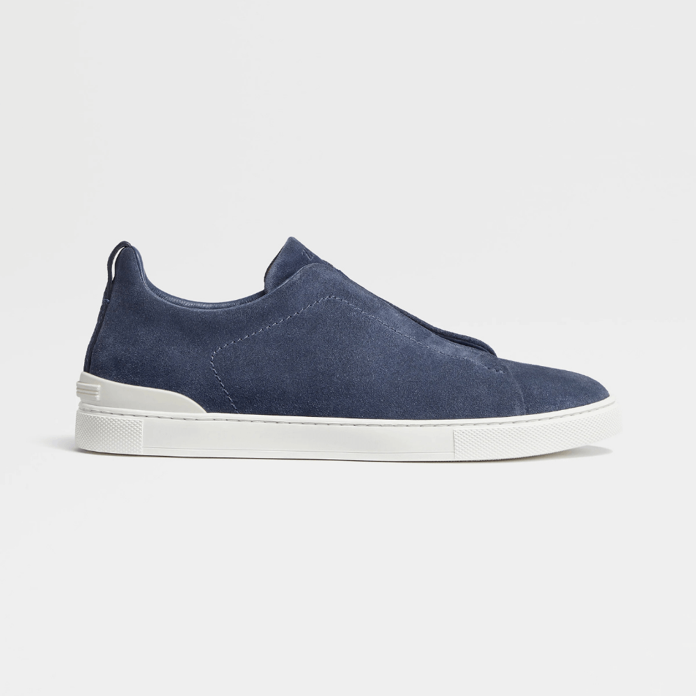 ZEGNA Triple Stitch Suede Navy Blue