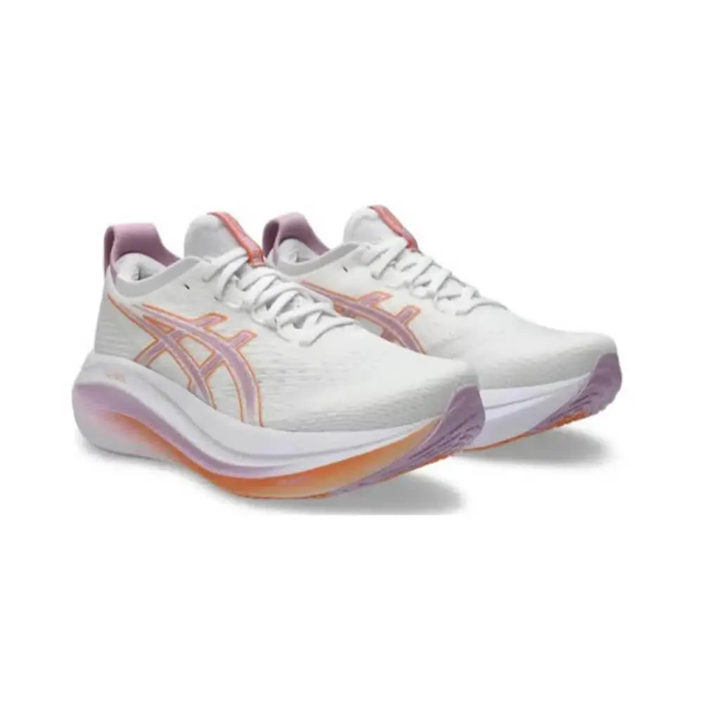 ASICS Gel Nimbus 27 White Pink Running Shoes