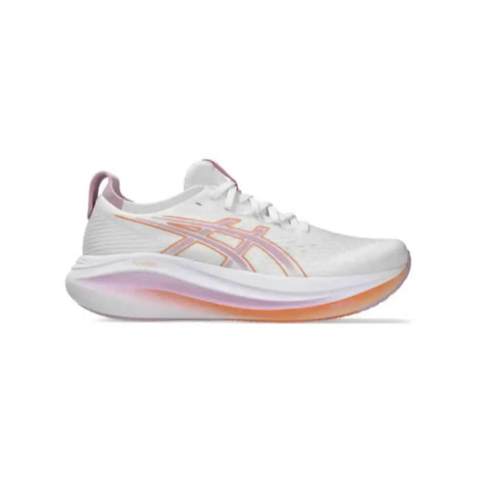 ASICS Gel Nimbus 27 White Pink Running Shoes