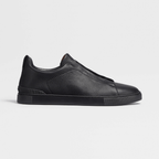 ZEGNA Triple Stitch Low Top Leather Black