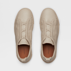 ZEGNA Triple Stitch Low Top Leather Shoes Beige Sand