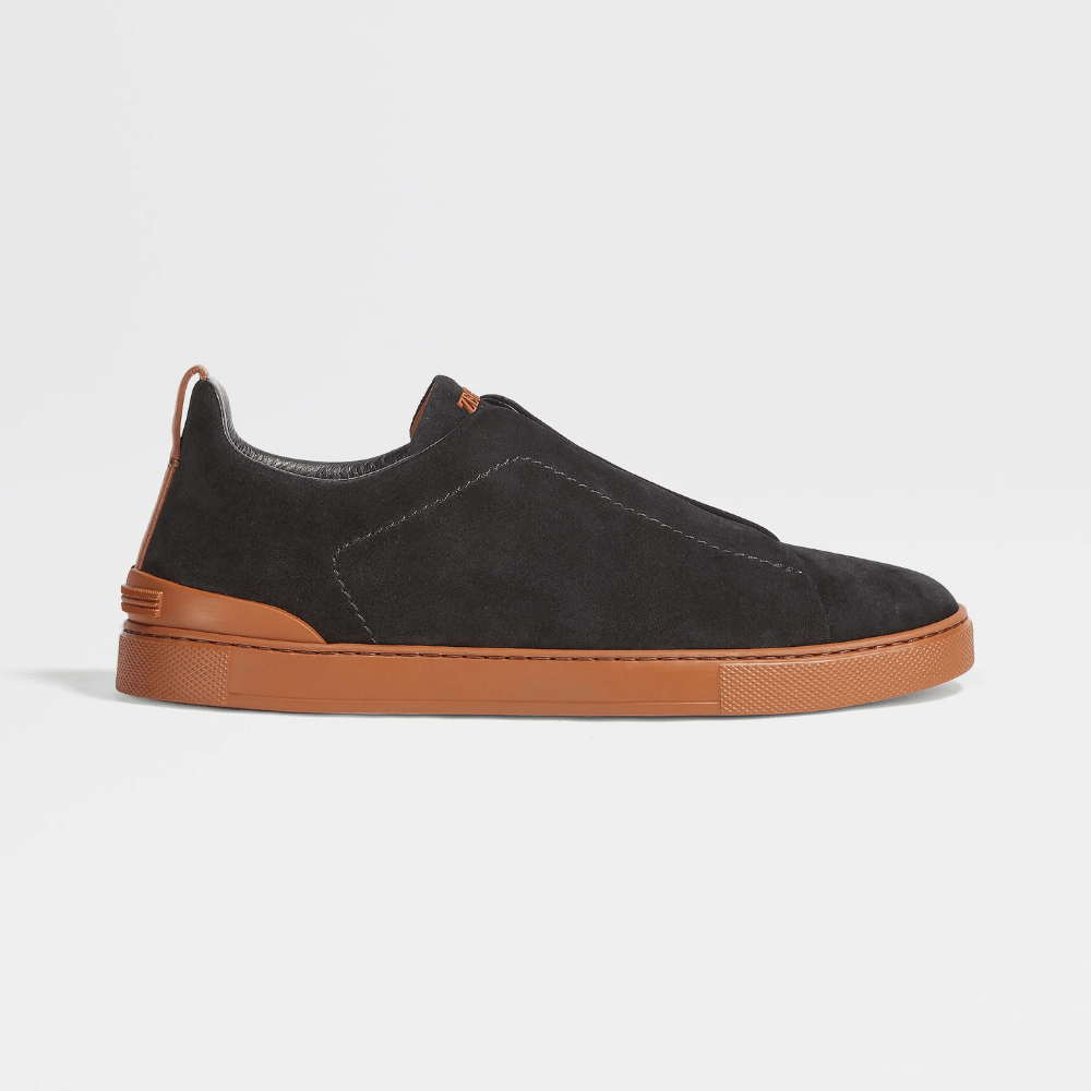 ZEGNA Suede Sneakers Black Cognac