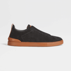 ZEGNA Suede Sneakers Black Cognac