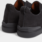 ZEGNA Triple Stitch Low Top Suede Dark Brown