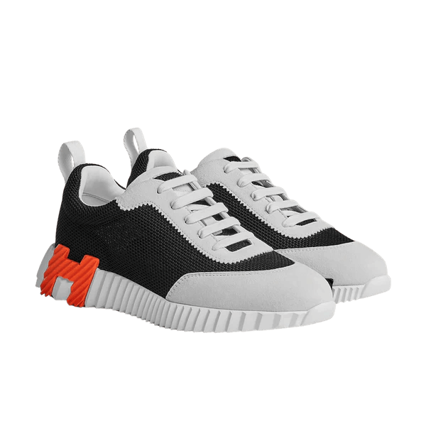 Hermès Trail Knit Sneakers Black White Orange H