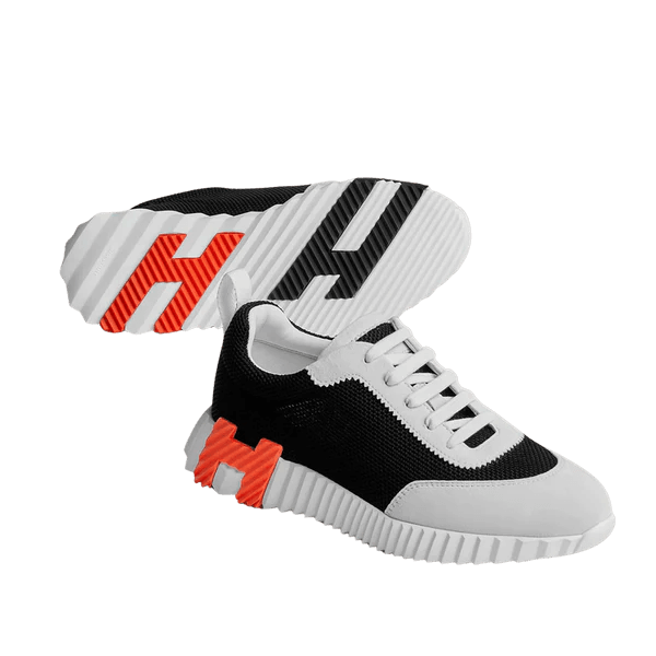 Hermès Trail Knit Sneakers Black White Orange H