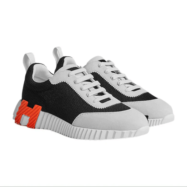 Hermès Trail Knit Sneakers Black White Orange H